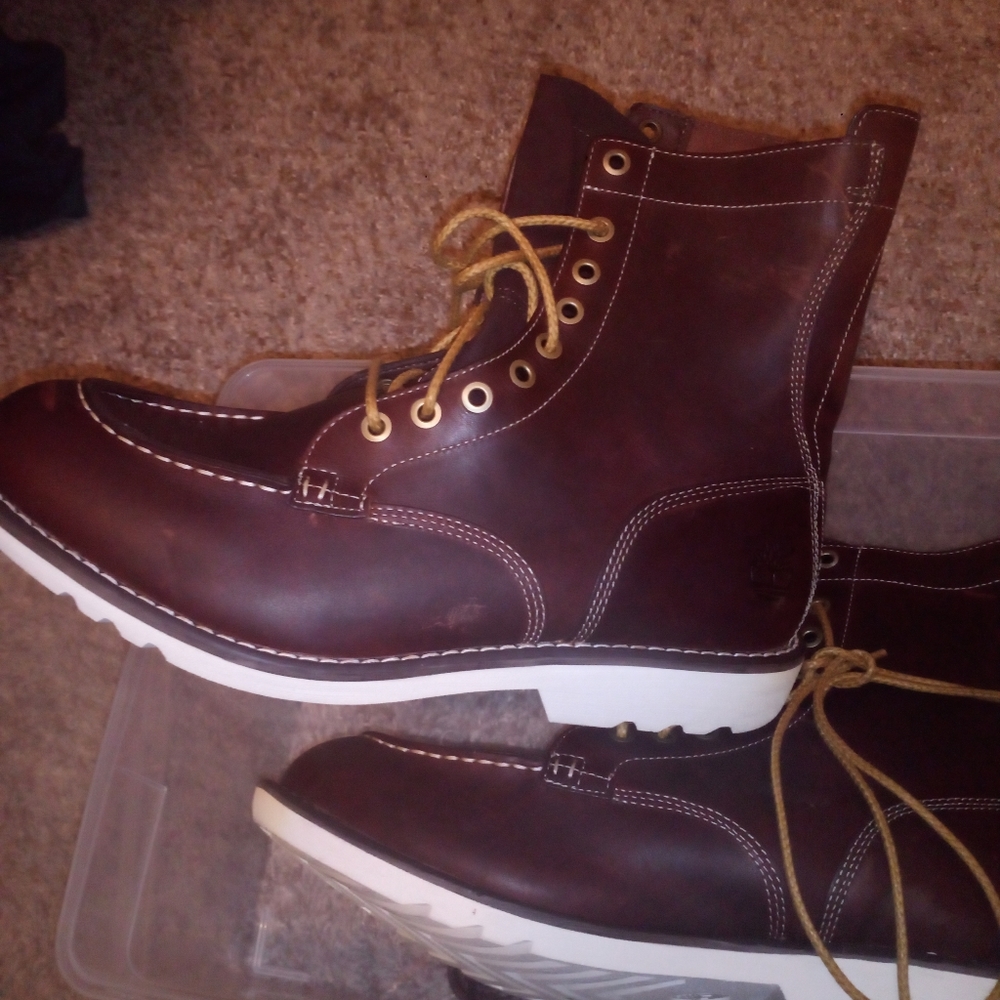 **Maroon Timberland boots**